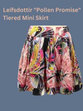 Leifsdottir Anthropologie Pollen Promise Tiered Mini Skirt Size 6